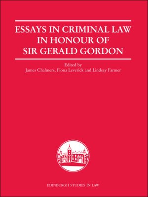 cover image of Essays in Criminal Law in Honour of Sir Gerald Gordon